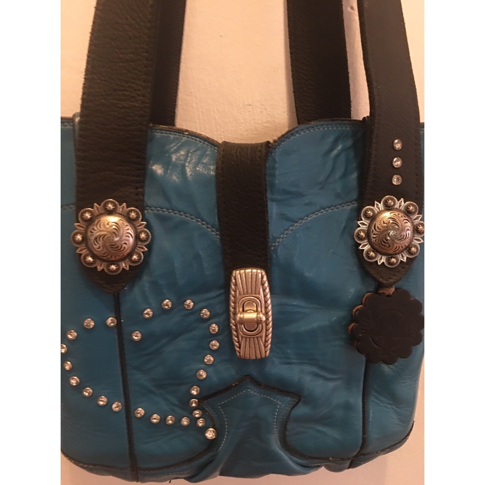 West Texas tote hand made turquoise Justin boots purse unused signed CowGirl 9'